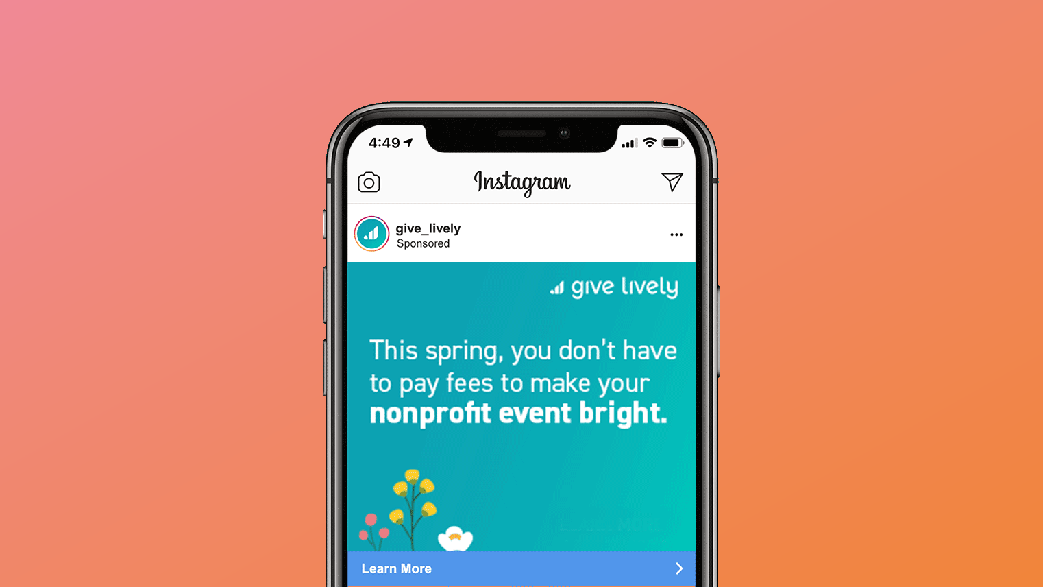 Give Lively Instagram ad for a spring fee free campaign for nonprofit events
